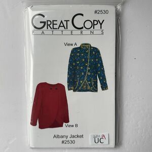 Great Copy Sewing Patterns #2530 ALBANY JACKET Sewing Pattern XS-XXL (B 31"-49)